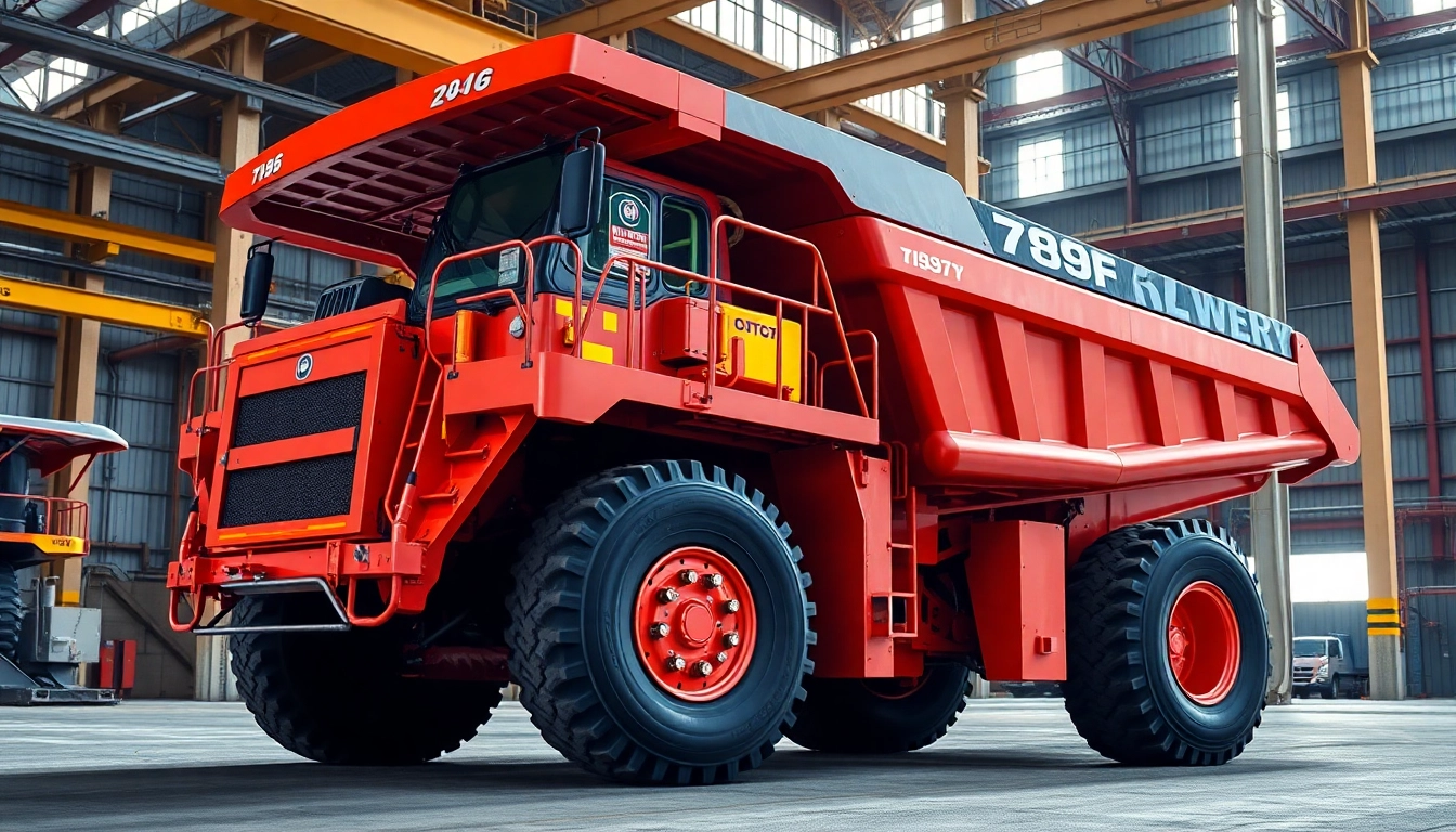 Dynamic photo of a 789F mining truck in action, showcasing durability and engineering excellence, essential for heavy industry projects.