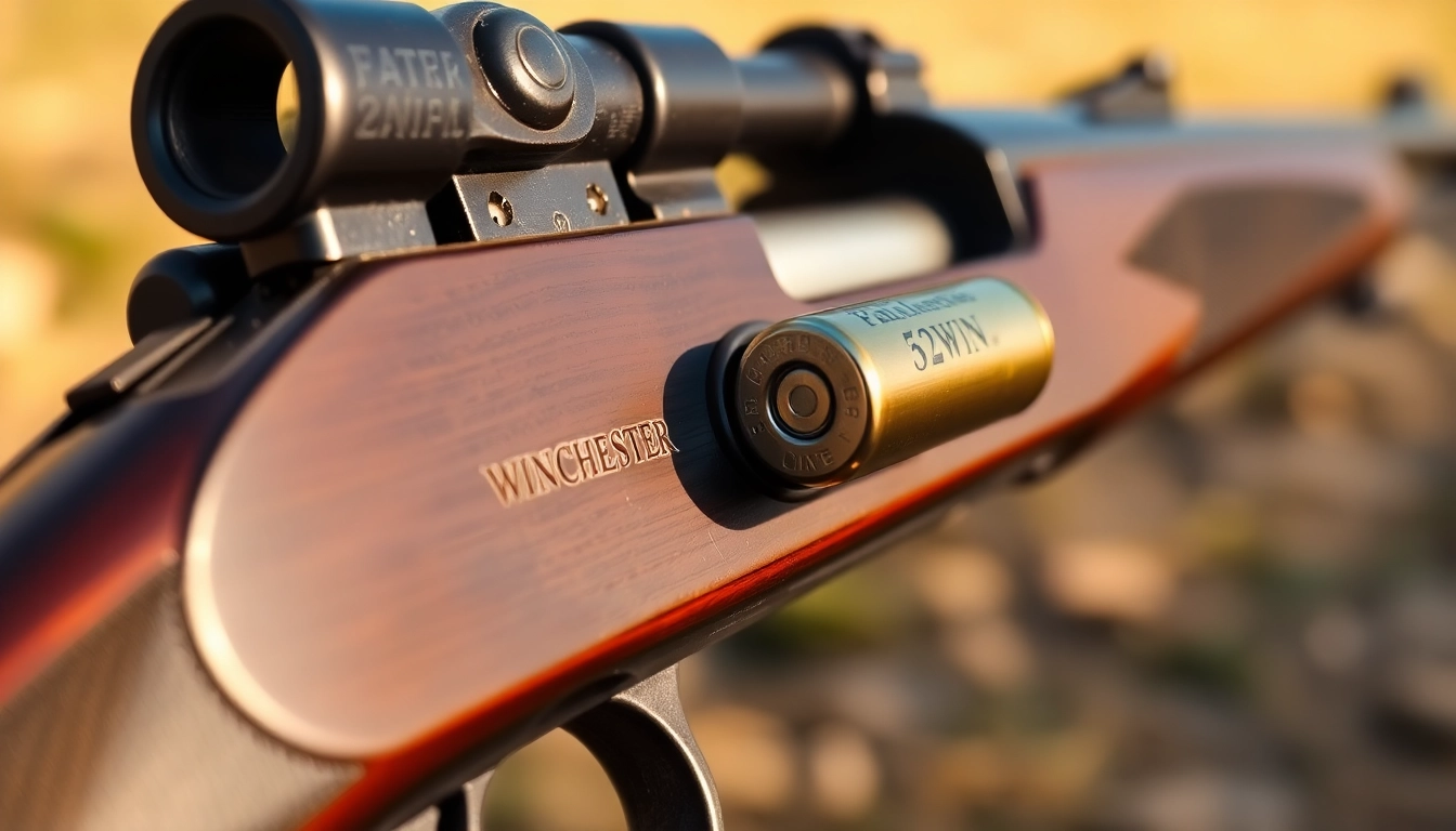 Detailed shot of a 32WIN cartridge in a classic Winchester rifle, highlighting vintage firearm craftsmanship and history.