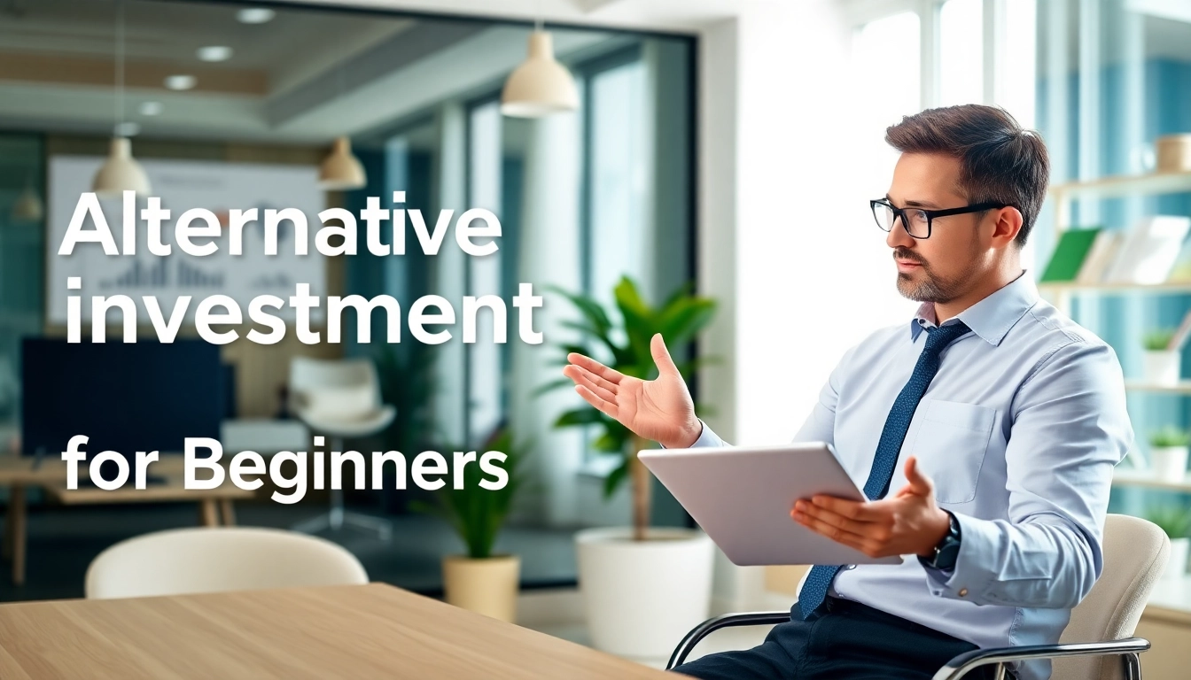 An expert guiding beginners through alternative investments for beginners using visual charts